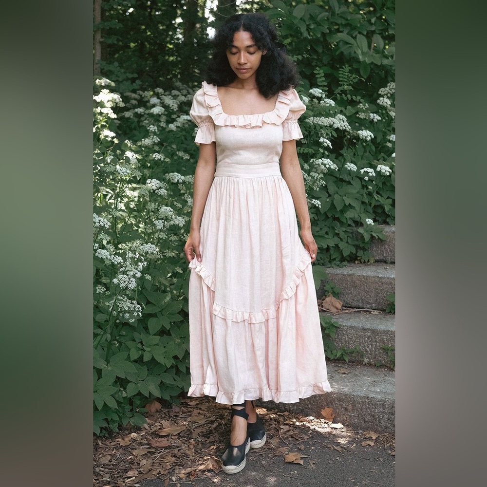 NWOT Of Her Own Kind Adeline dress in blush pink linen, small